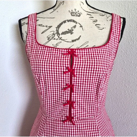 Rachel Zoe Red and White Gingham Midi Dress - Picture 3 of 15